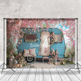 Lofaris Pink Peach Flower RV Blue Sky Spring Photo Backdrop
